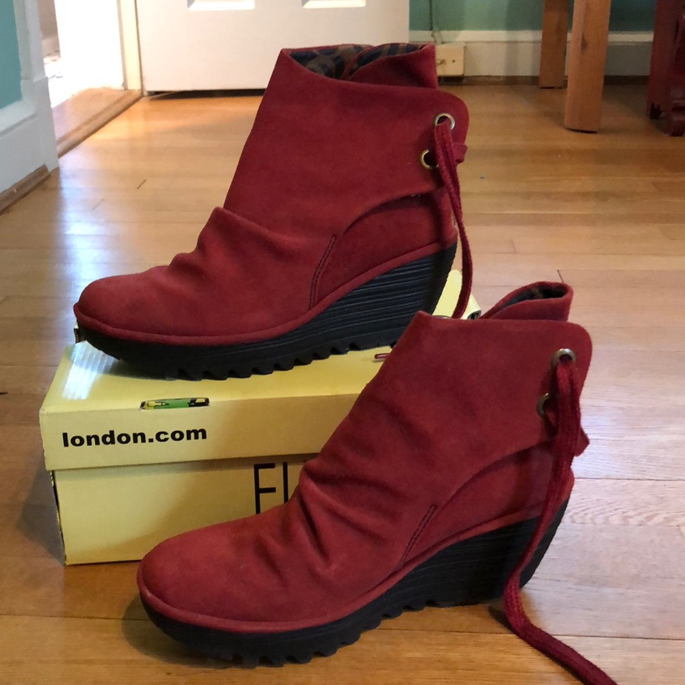 Never Worn! Red Fly London Wedge Booties